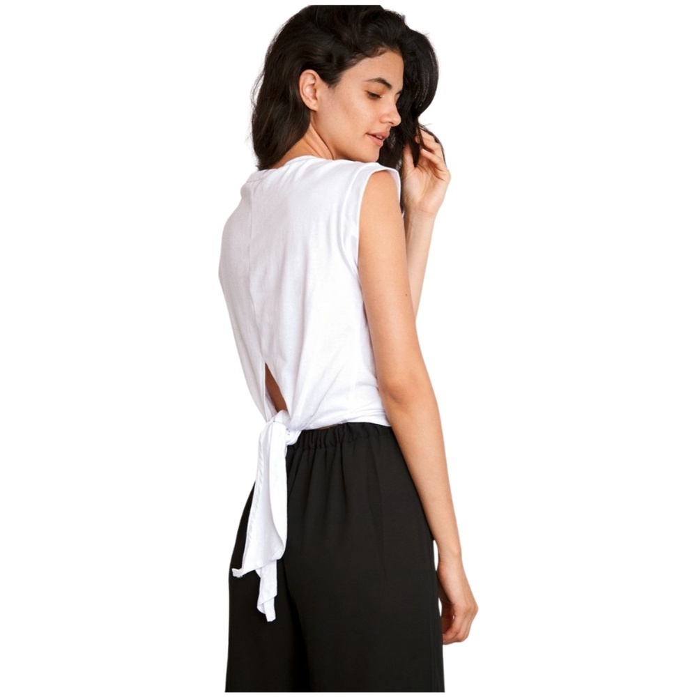 Lemon Avenue, Tie Back White Sleeveless Tee, New